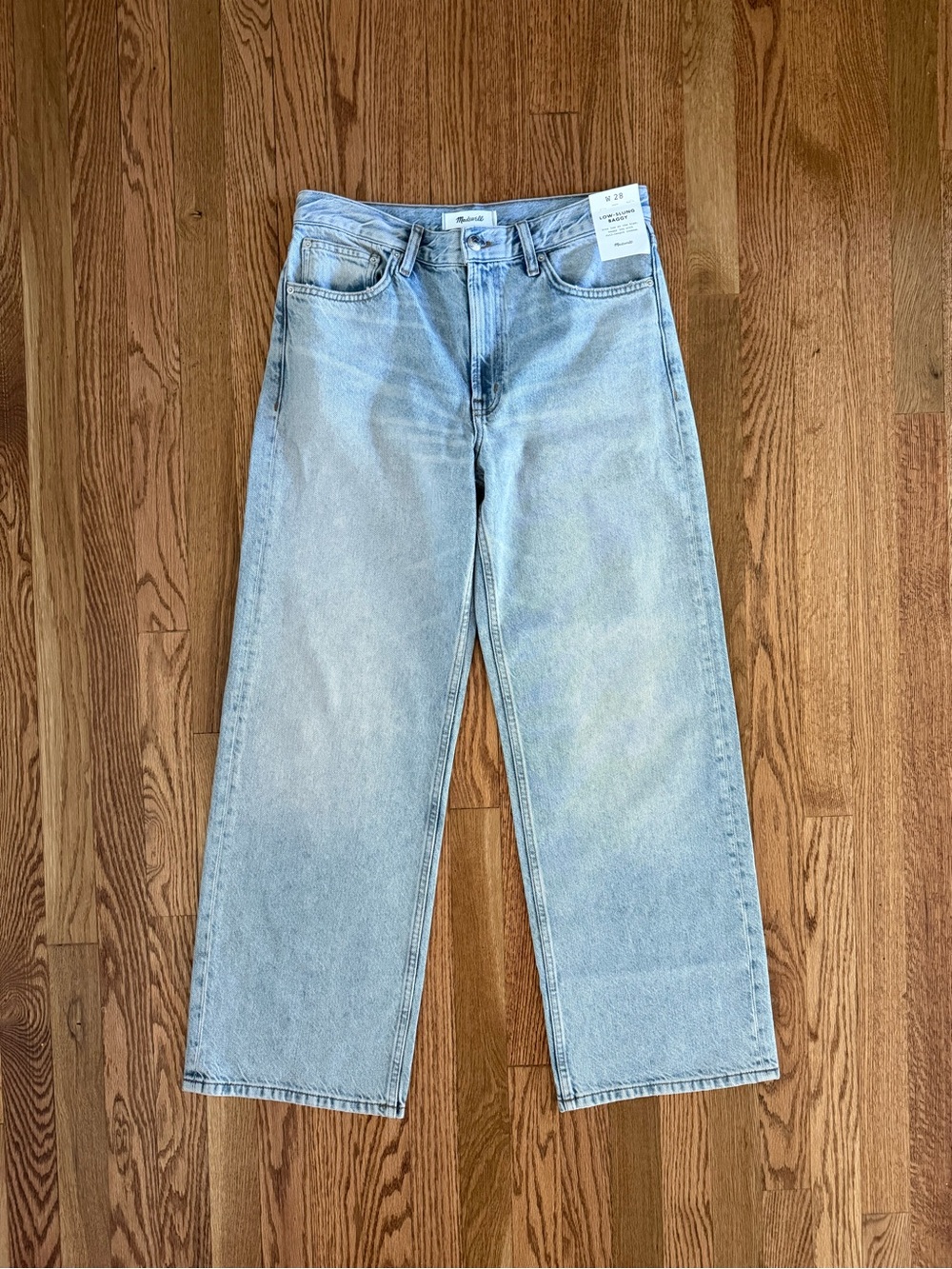 Madewell Low-Slung Baggy Jeans Airy Denim Greenwich Wash Size 28 Waist